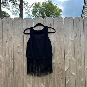 Jessica Simpson black tassel tank‎ top size xs